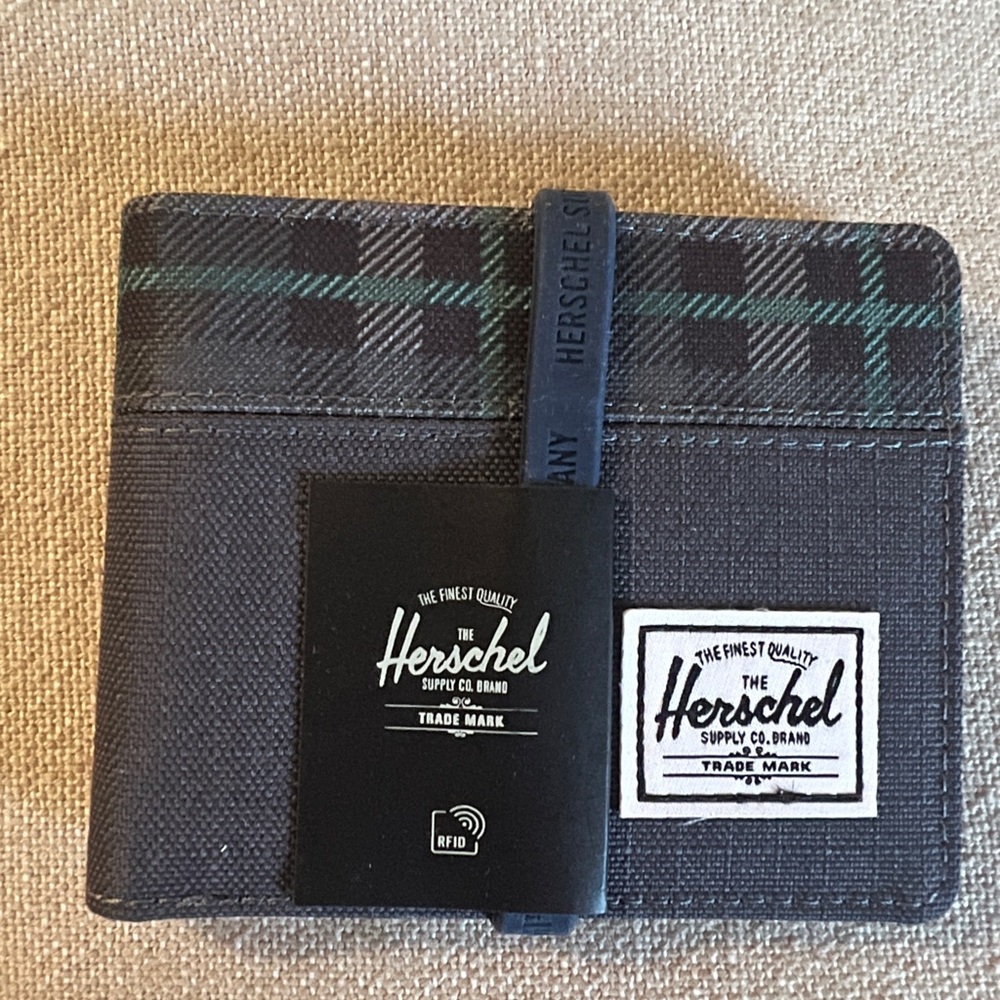 Green & blue plaid Herschel Hank Wallet